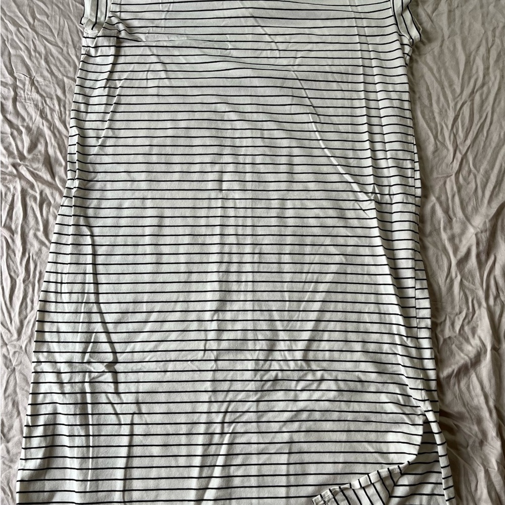 A New Day Black and White Striped Midi t- shirt dress